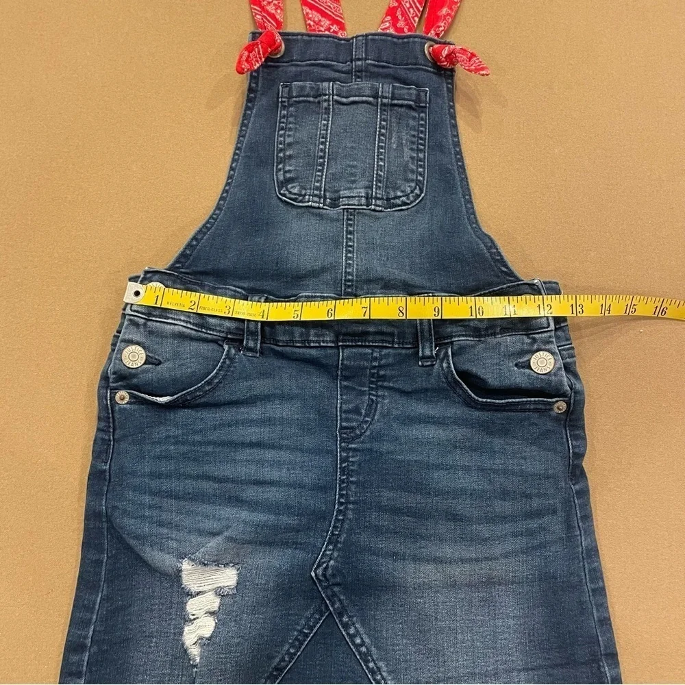 Girl’s Justice Denim Overall Skirt with Red Bandana Straps Size 10
